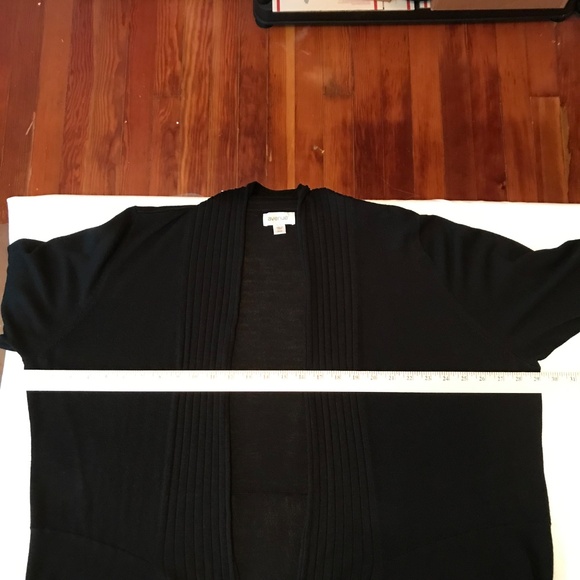 AVENUE Open Front Cascading Cardigan Black Women’s Size 22 24 - Picture 8 of 16